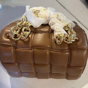 EvaLuLu Woven Chain Bag Genuine Leather Women Shoudler Bag